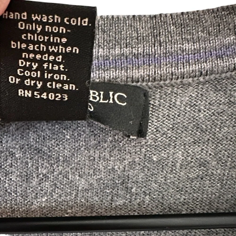 Banana Republic Luxury Blend Silk‎ Cashmere Grey V-Neck Sweater Size L